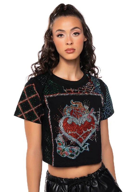 BROKEN HEART EMBELLISHED GRAPHIC TEE