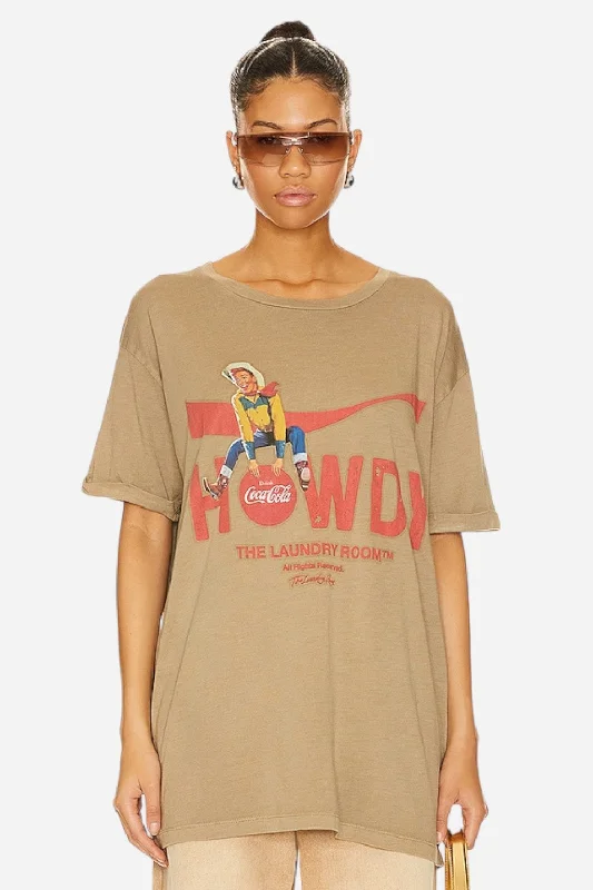 The Laundry Room Howdy Coke Oversized Tee in Camel Gold