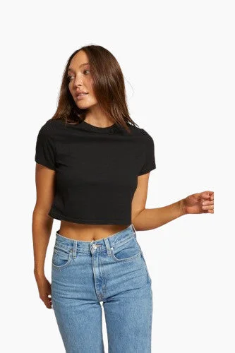 Perfect White Tee Jovi Ringspun Cotton Cropped Tee in True Black