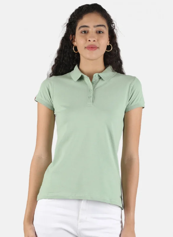 Women Green Plain T-Shirt