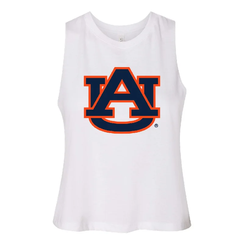 Auburn University Endzone Women's Racerback Crop Tank in White