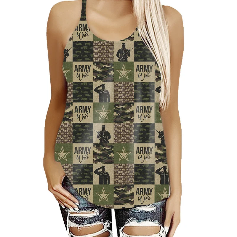 Gearhumans 3D Army Mom Mothers Day Custom Criss Cross Tank Top