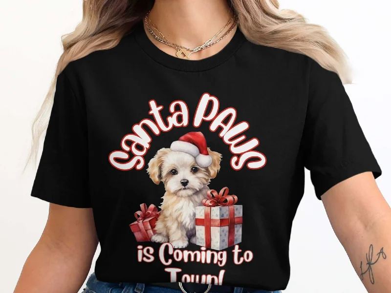 Santa Paws is Coming to Town Cute Holiday Dog T-Shirts