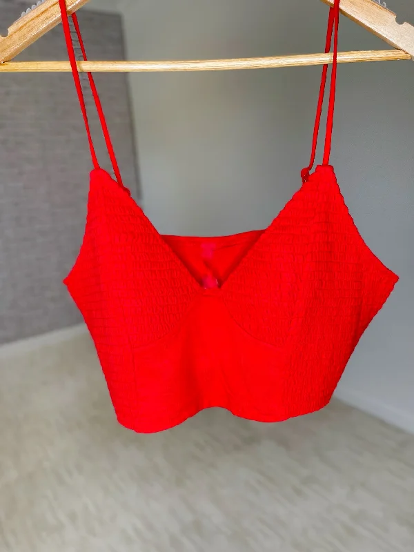 Smocked Triangle Bralette - Ruby