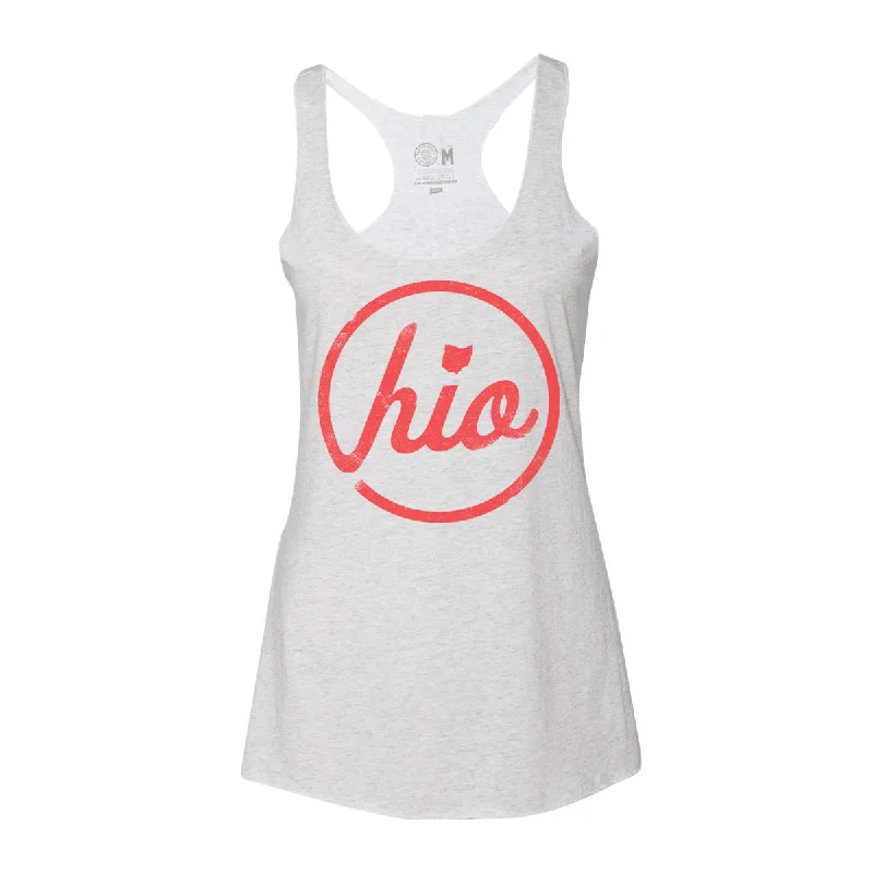 WOMEN'S CIRCLE OHIO RED RACERBACK TANK / H. WHITE