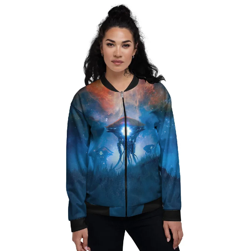 Alien Machines Print Women's Bomber Jacket