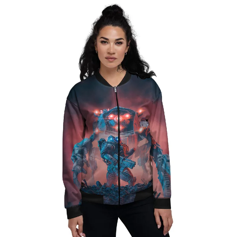 Alien Robot In the battlefield Women's Bomber Jacket