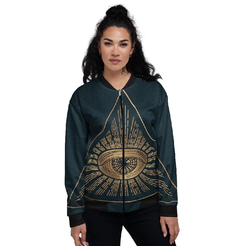 All Seeing Eye Masonic Print Women's Bomber Jacket