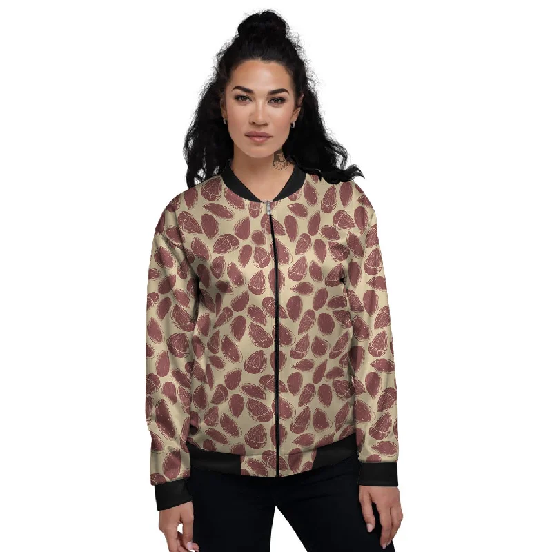 Almond Vintage Print Pattern Women's Bomber Jacket