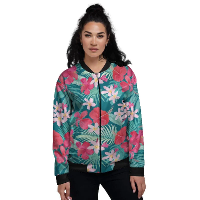 Aloha Hawaiian Flower Print Women's Bomber Jacket