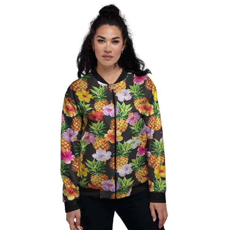 Aloha Pineapple Tropical Print Pattern Tropical Women's Bomber Jacket