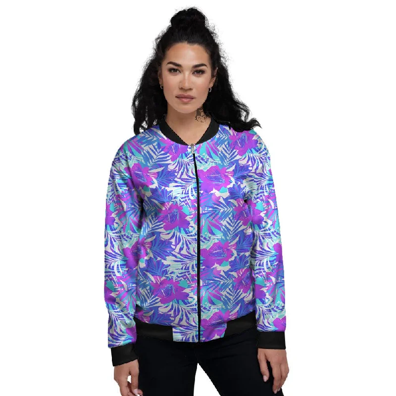 Aloha Psychedelic Tropical Print Pattern Women's Bomber Jacket