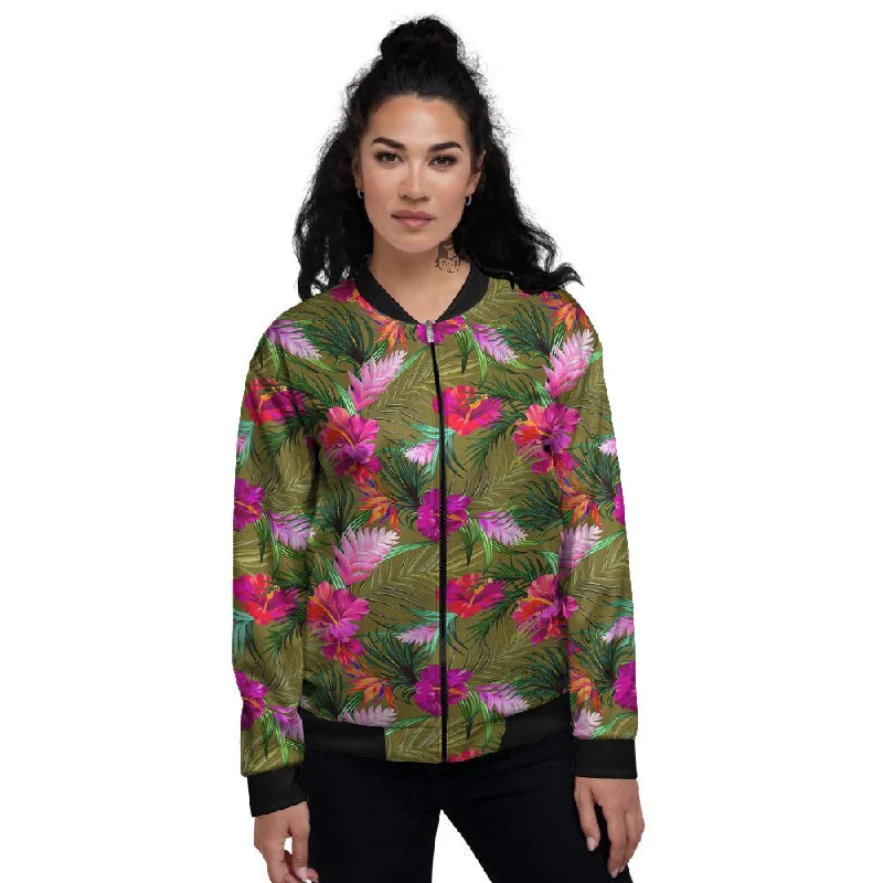 Alstroemeria Purple Pattern Women's Bomber Jacket