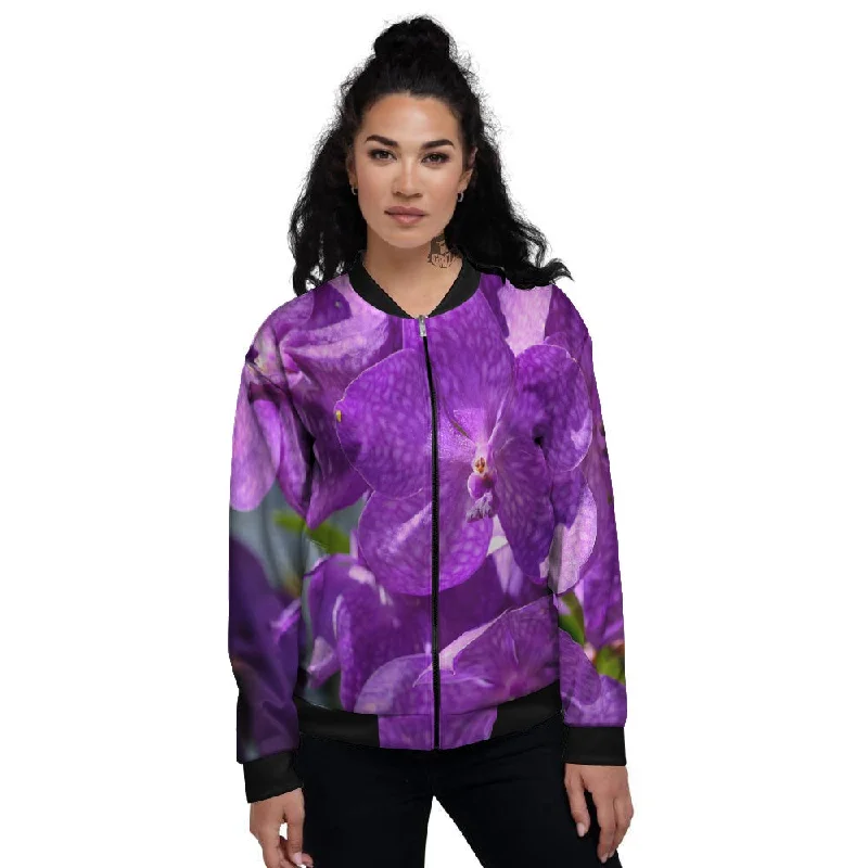 Alstroemeria Purple Print Women's Bomber Jacket