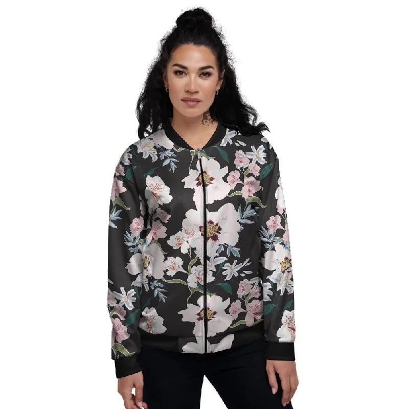 Alstroemeria Tropical Print Pattern Women's Bomber Jacket