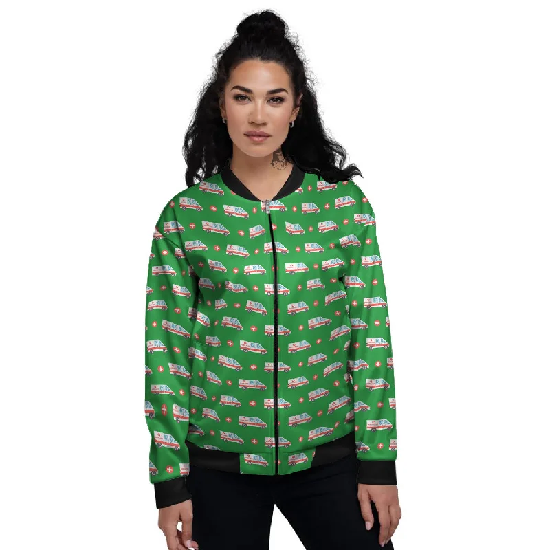 Ambulance Car Paramedic Print Pattern Women's Bomber Jacket