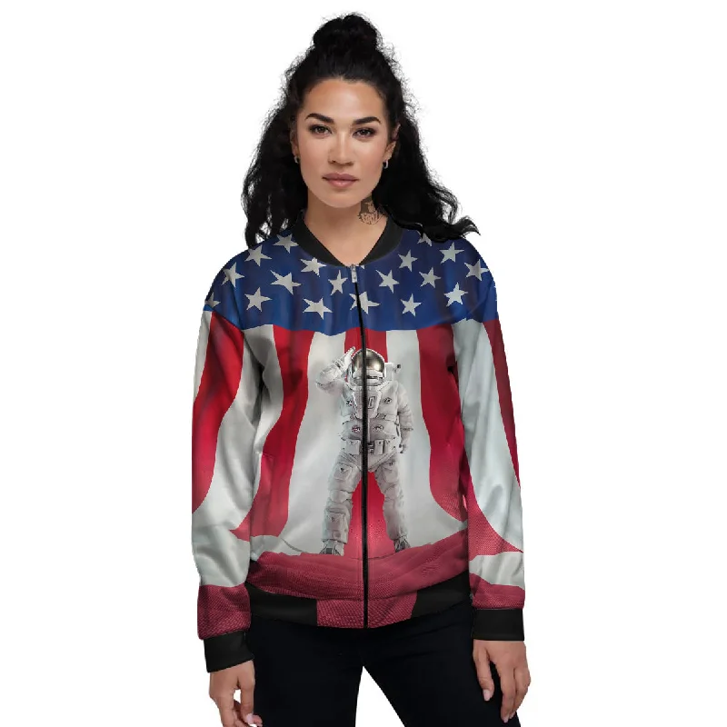 American Astronaut Print Women's Bomber Jacket