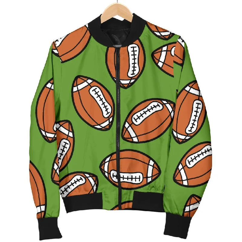 American Football Print Pattern Women Casual Bomber Jacket