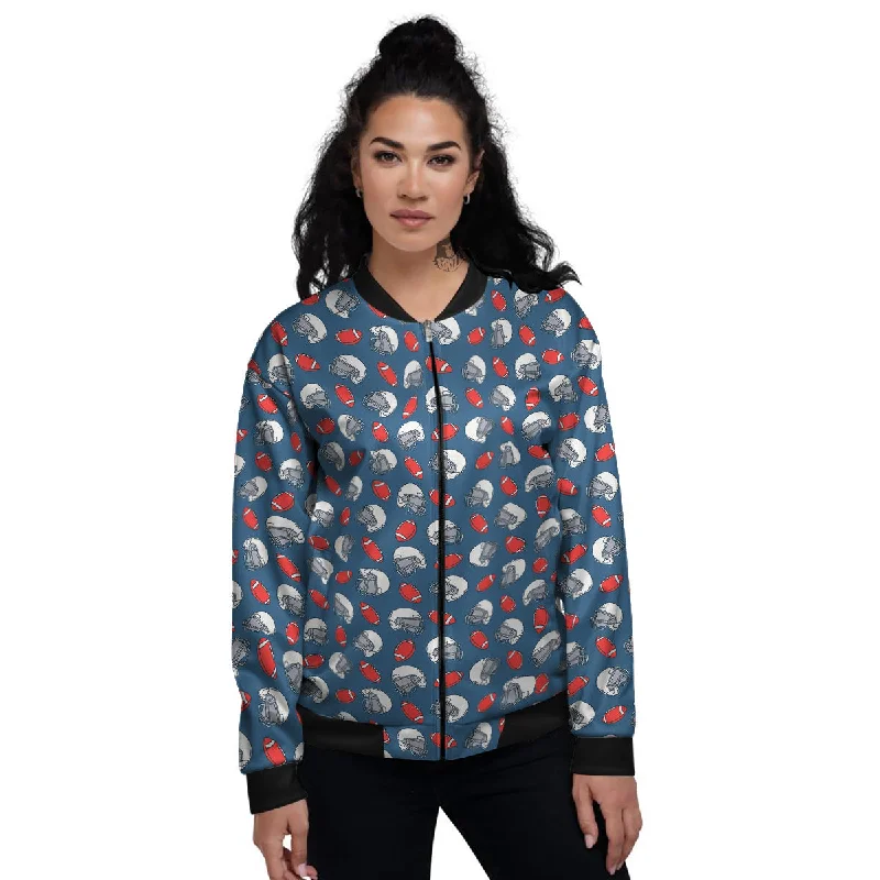 American Football Print Pattern Women's Bomber Jacket