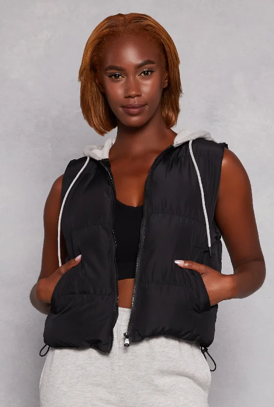 Almost Famous Zip Front Hooded Puffer Vest