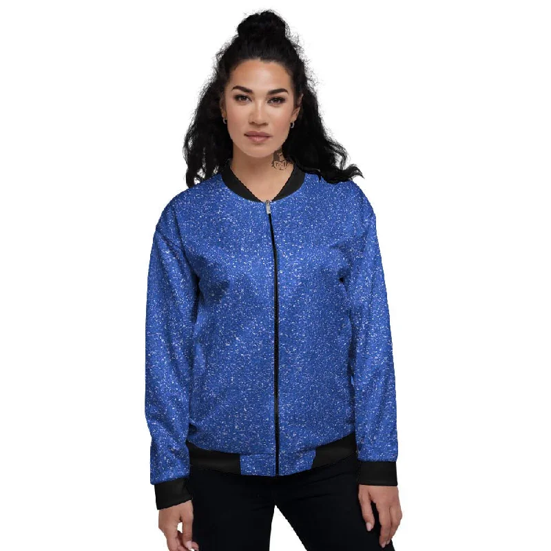 Blue Glitter Artwork Print Women's Bomber Jacket