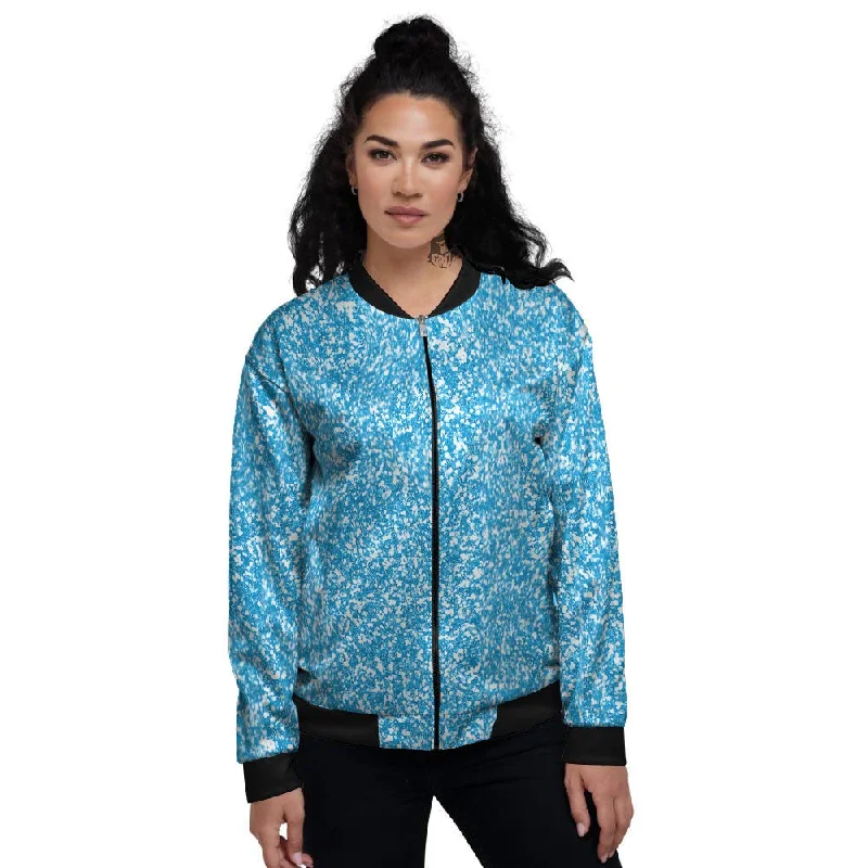 Blue Ocean Glitter Artwork Print Women's Bomber Jacket