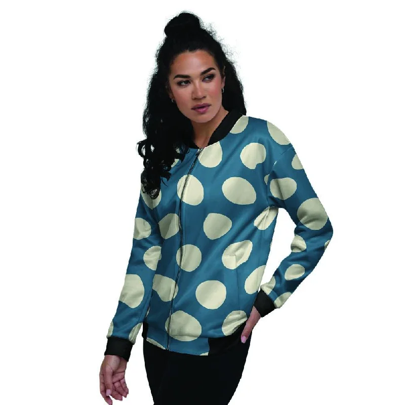 Blue Polka Dot Women's Bomber Jacket