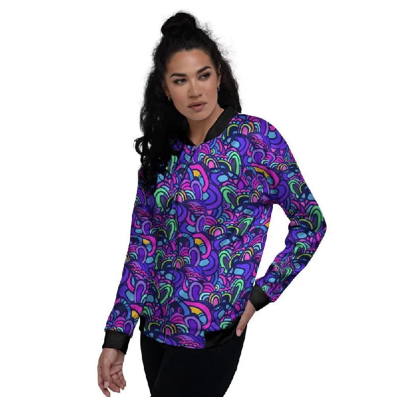 Blue Psychedelic Women's Bomber Jacket