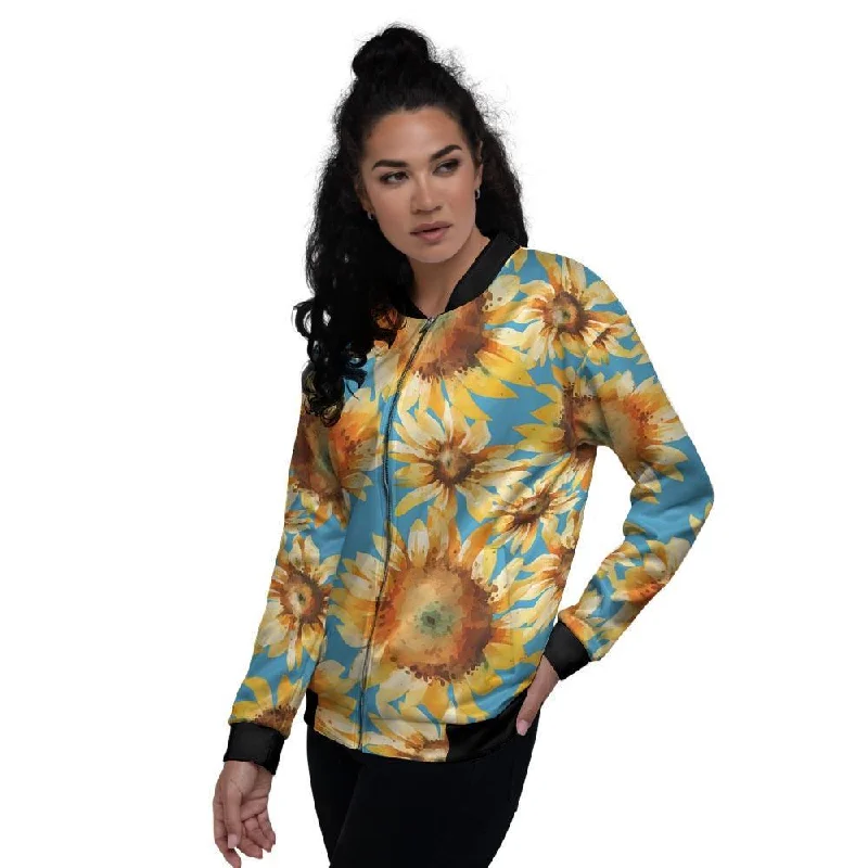 Blue Sunflower Women's Bomber Jacket