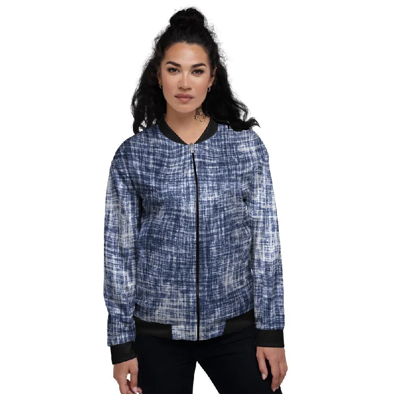 Blue Tie Dye Acid Wash Print Women's Bomber Jacket