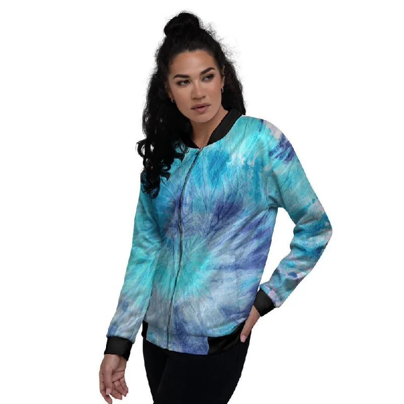 Blue Tie Dye Women's Bomber Jacket