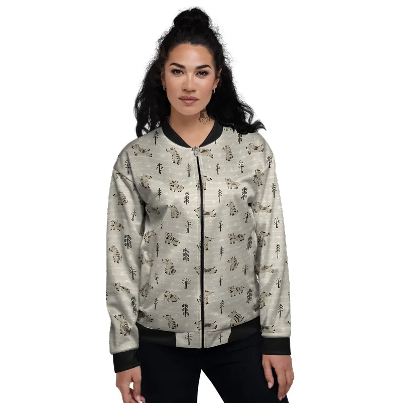 Boar Striped Print Pattern Women's Bomber Jacket