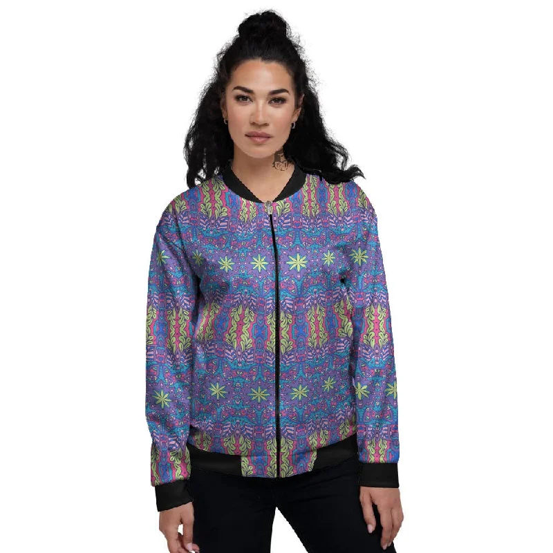 Bohemian Mandala Star Print Pattern Women's Bomber Jacket