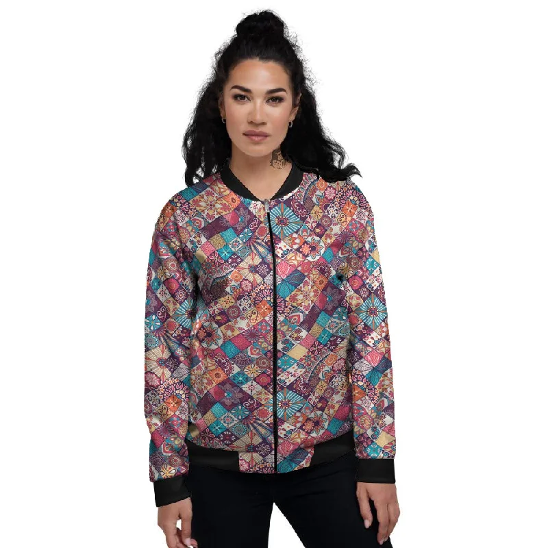 Bohemian Mandala Vintage Print Pattern Women's Bomber Jacket