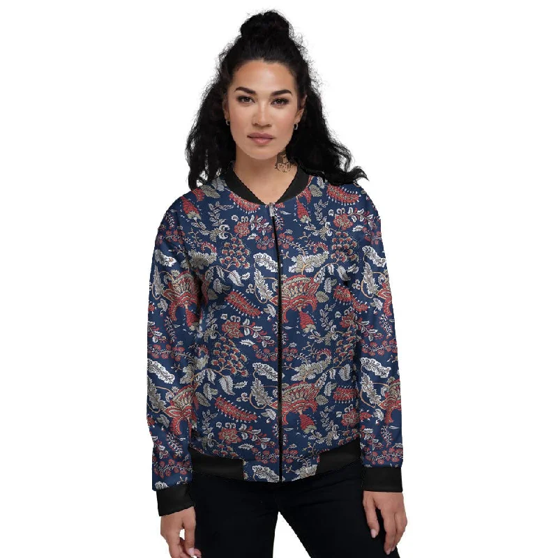 Bohemian Paisley Floral Print Pattern Women's Bomber Jacket