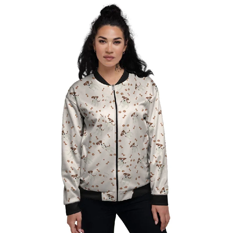 Bone And Jack Russell Terrier Print Pattern Women's Bomber Jacket