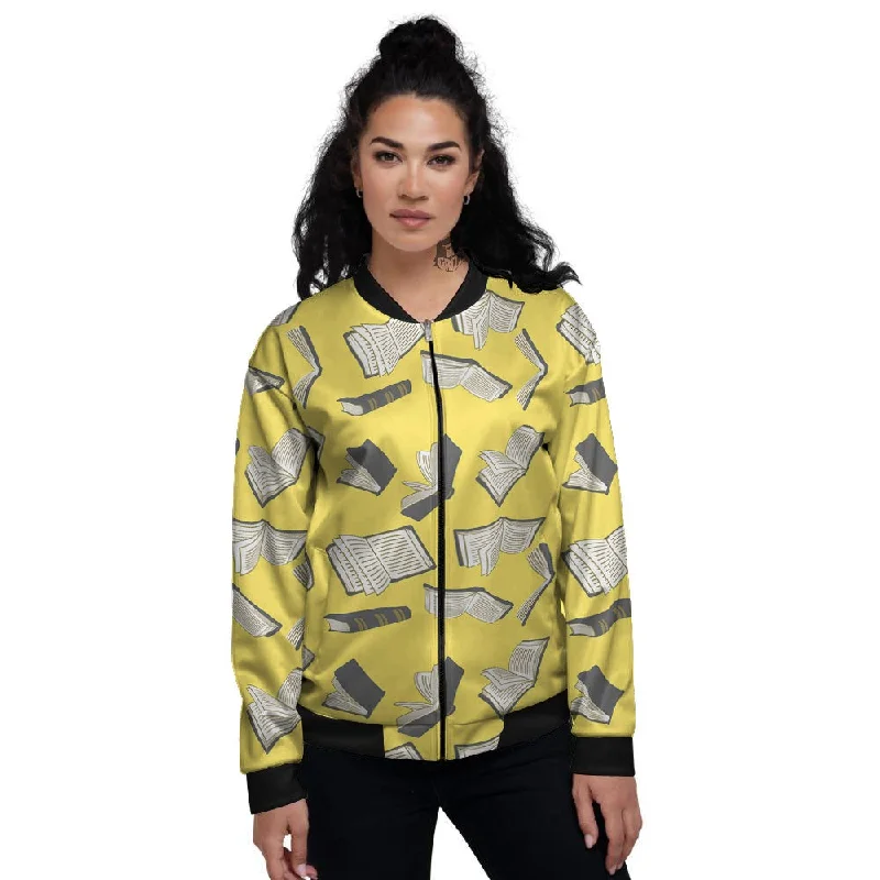 Books Pop Art Print Pattern Women's Bomber Jacket