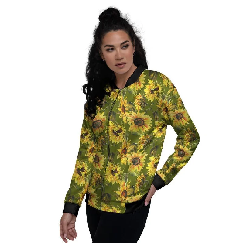 Botanical Sunflower Women's Bomber Jacket