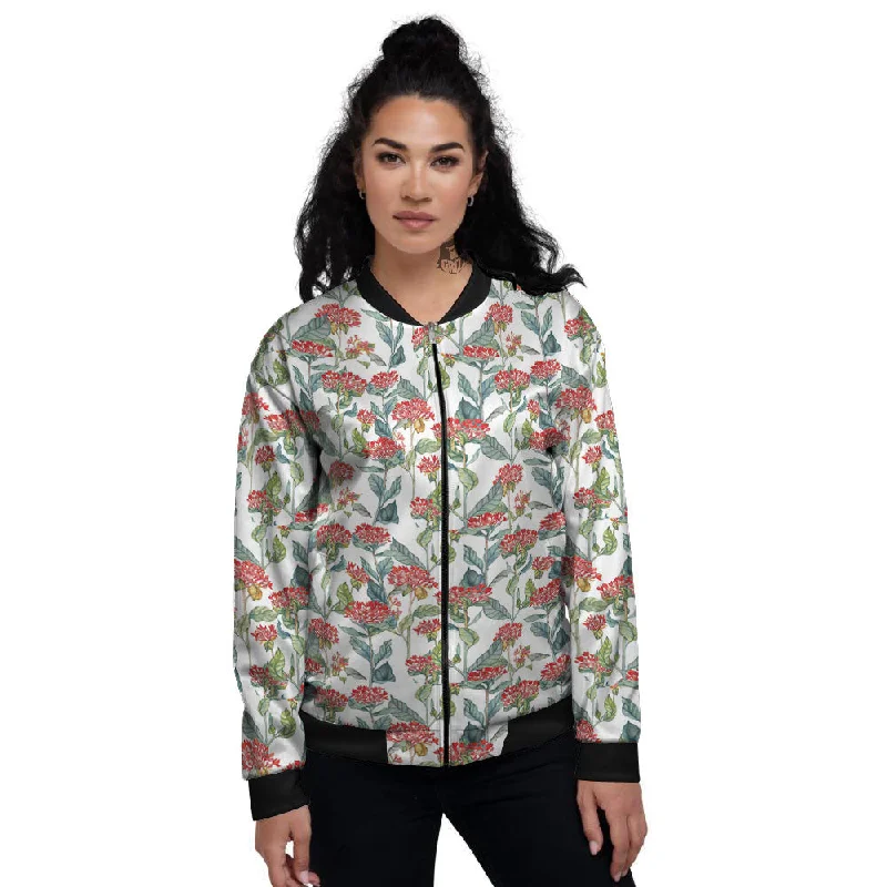 Bouvardia Print Pattern Women's Bomber Jacket