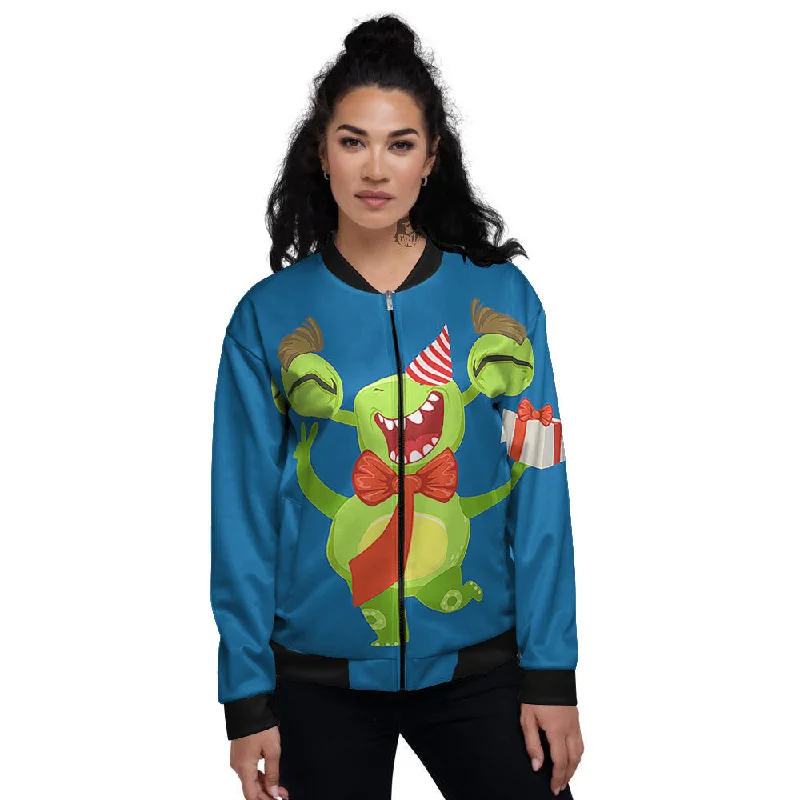 Bow Tie With Cute Alien Print Women's Bomber Jacket