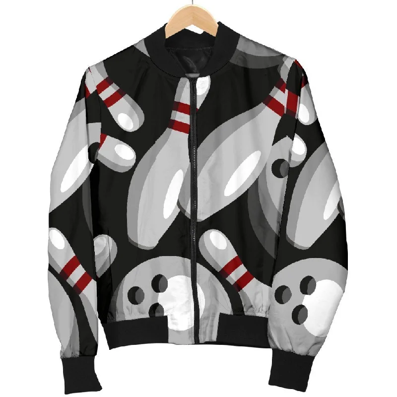 Bowling Pattern Print Women Casual Bomber Jacket