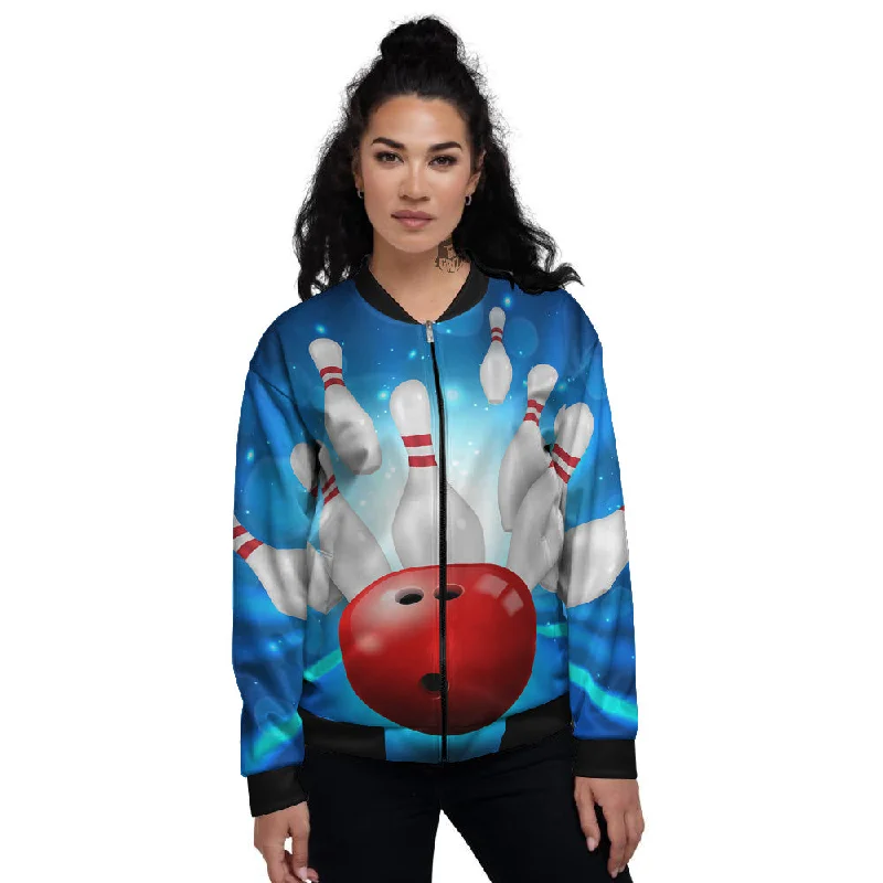 Bowling Strike Print Women's Bomber Jacket