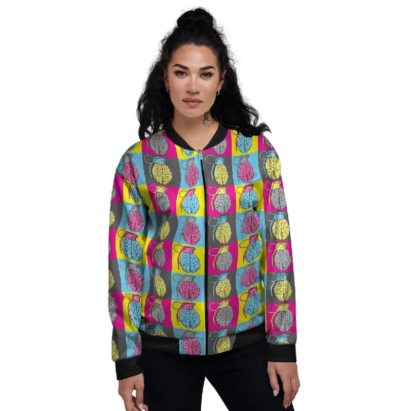 Brain Bomb Colorful Print Pattern Women's Bomber Jacket