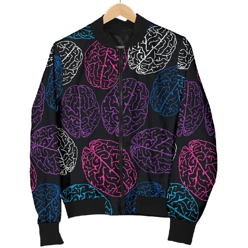 Brain Pattern Print Women Casual Bomber Jacket