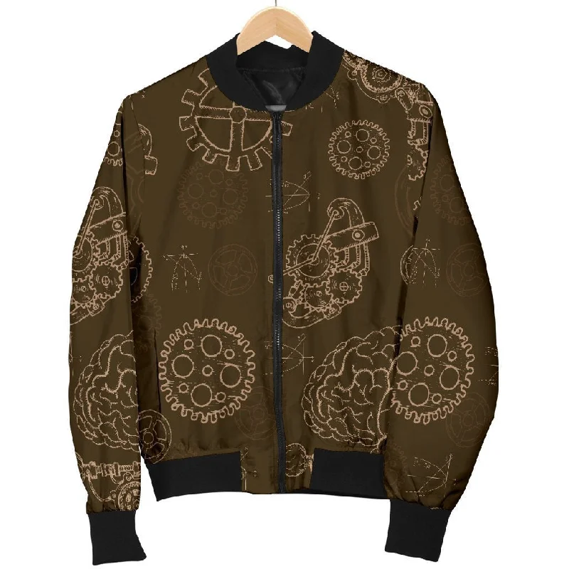 Brain Thinking Pattern Print Women Casual Bomber Jacket