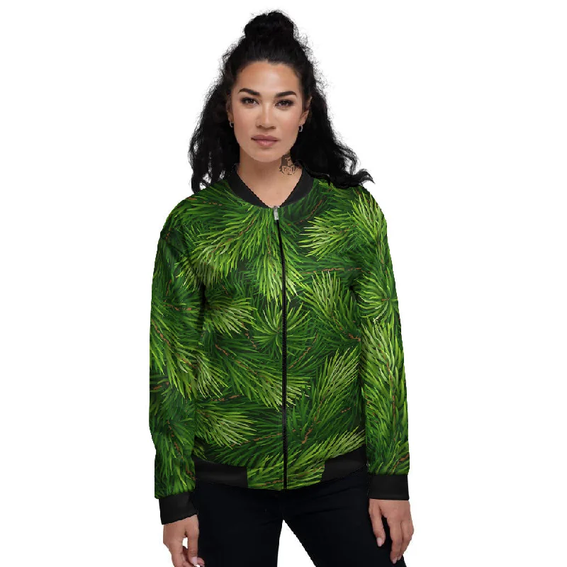 Branches Christmas Tree Print Women's Bomber Jacket