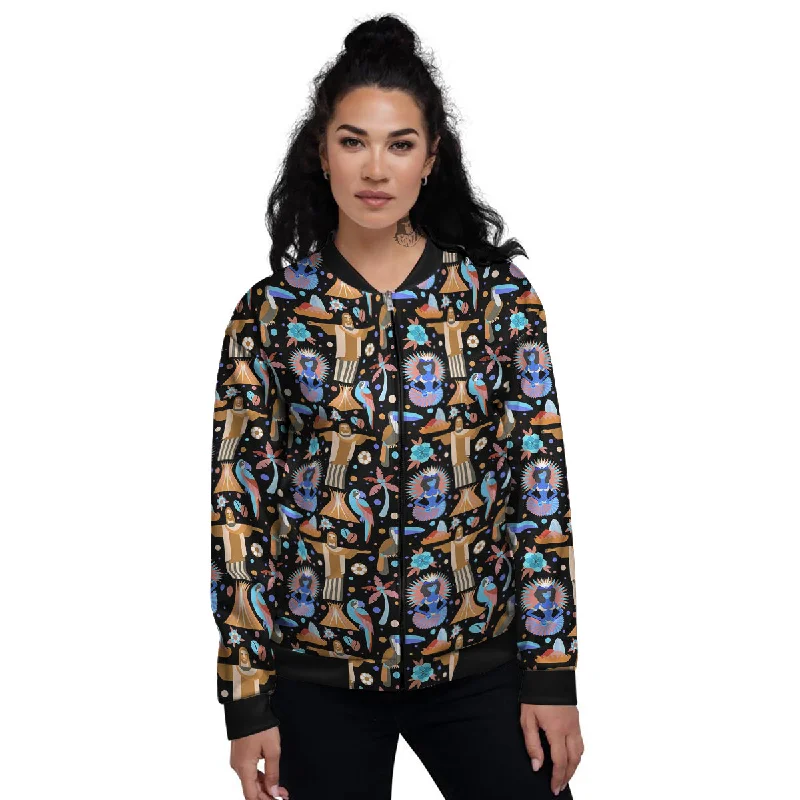 Brazil Symbols Country Print Pattern Women's Bomber Jacket