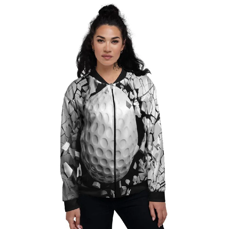 Breaking Wall Golf Ball Print Women's Bomber Jacket