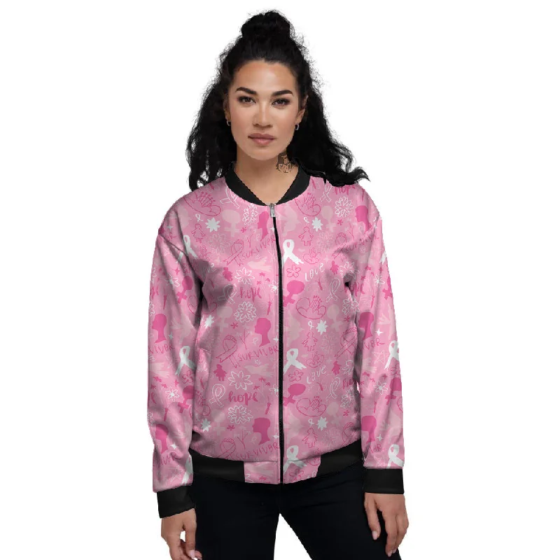 Breast Cancer Cute Pink Print Pattern Cute Women's Bomber Jacket