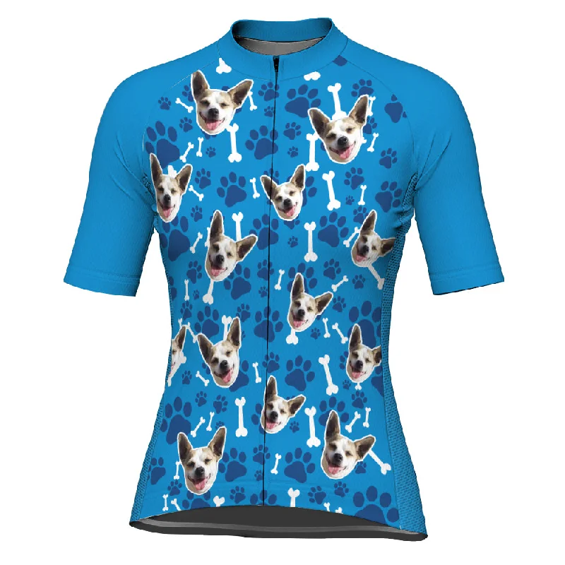 Customized Image Dog Short Sleeve Cycling Jersey for Women